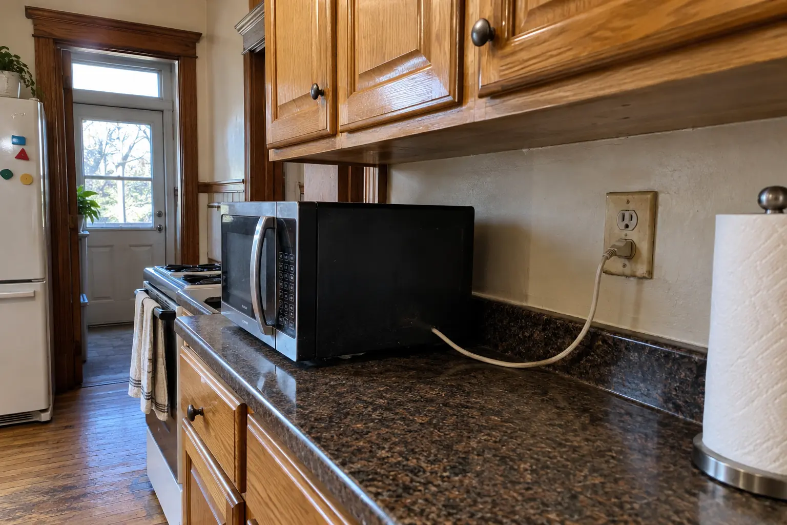 Kitchen Electrical Work in a prewar house — before