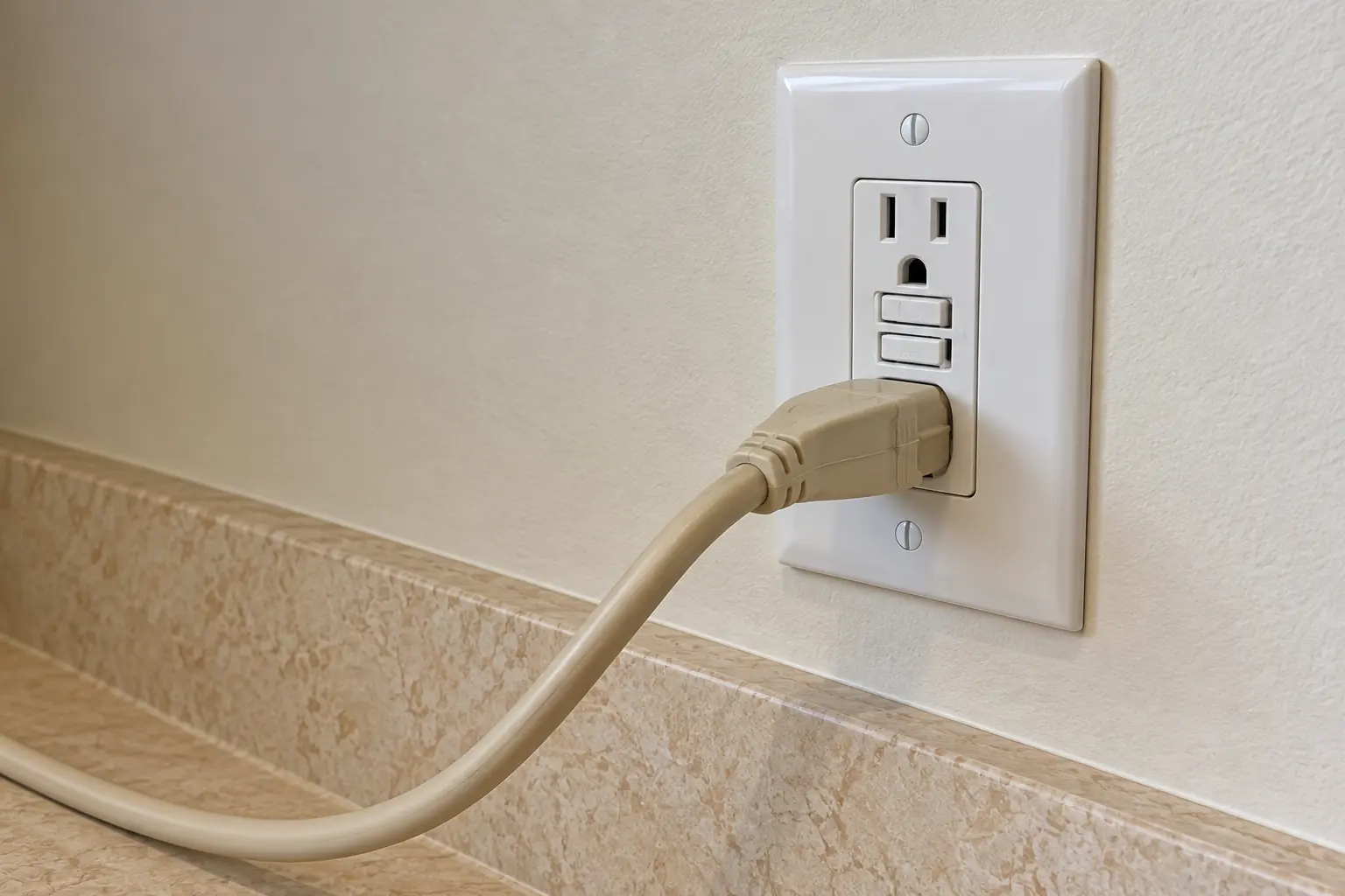Kitchen Electrical Work in a 1980s-1990s two-story colonial / tract house — detail