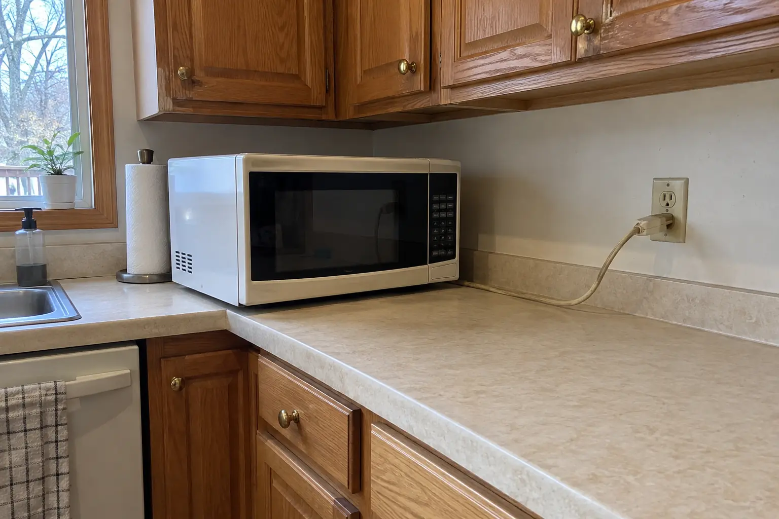 Kitchen Electrical Work in a 1980s-1990s two-story colonial / tract house — before