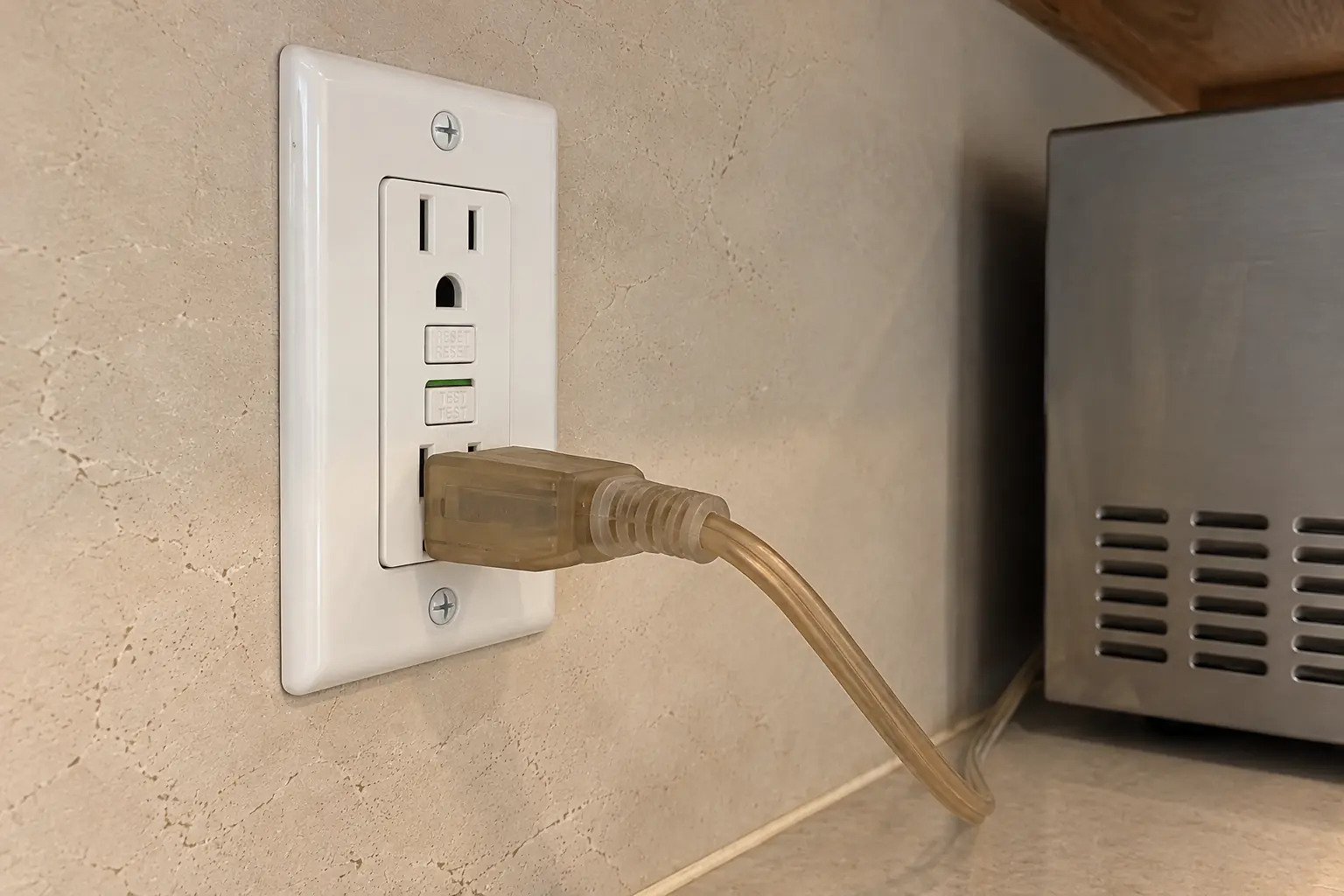 Kitchen Electrical Work in a 1980s-1990s two-story colonial / tract house — detail