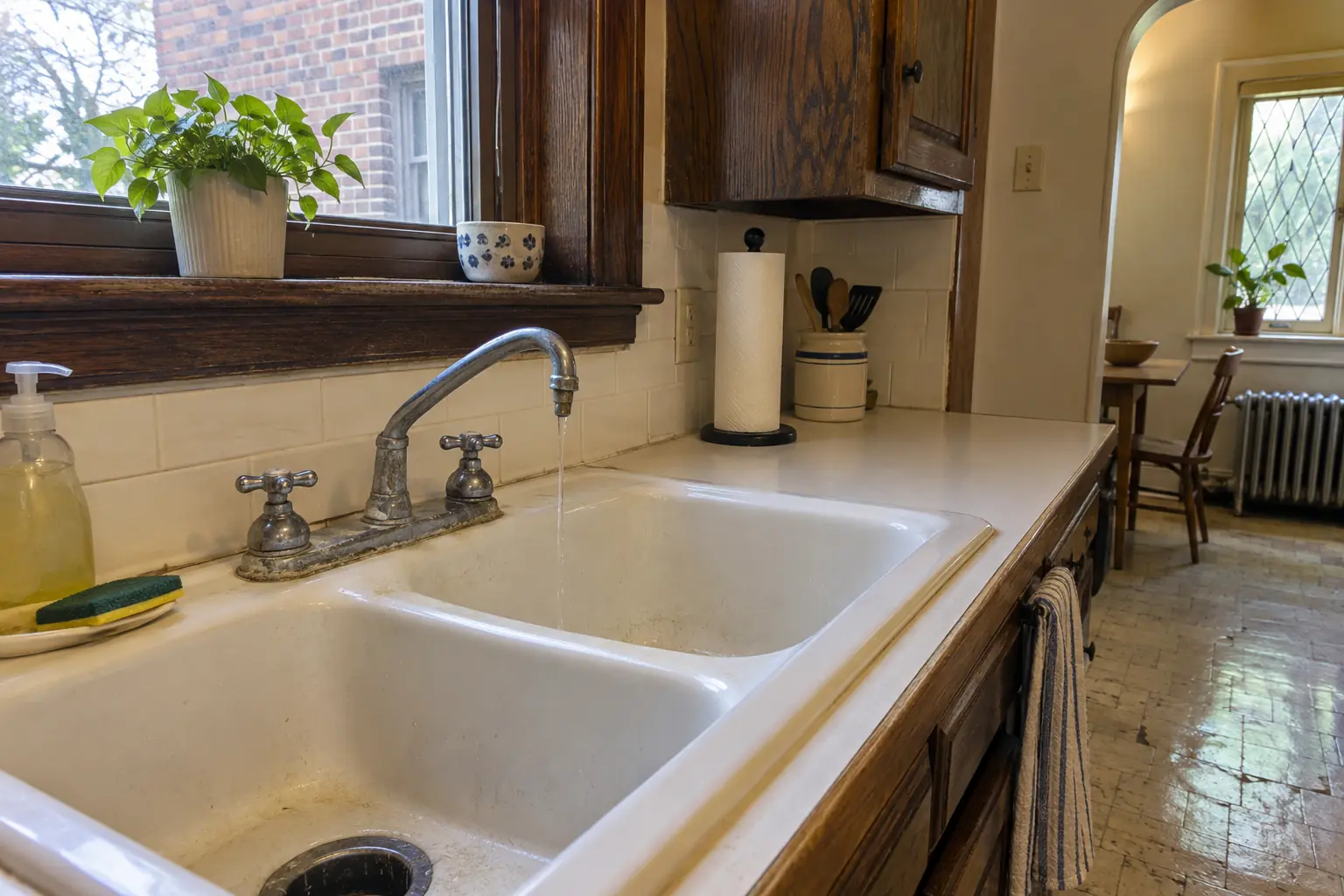 Kitchen Faucet Installation in a prewar house — before