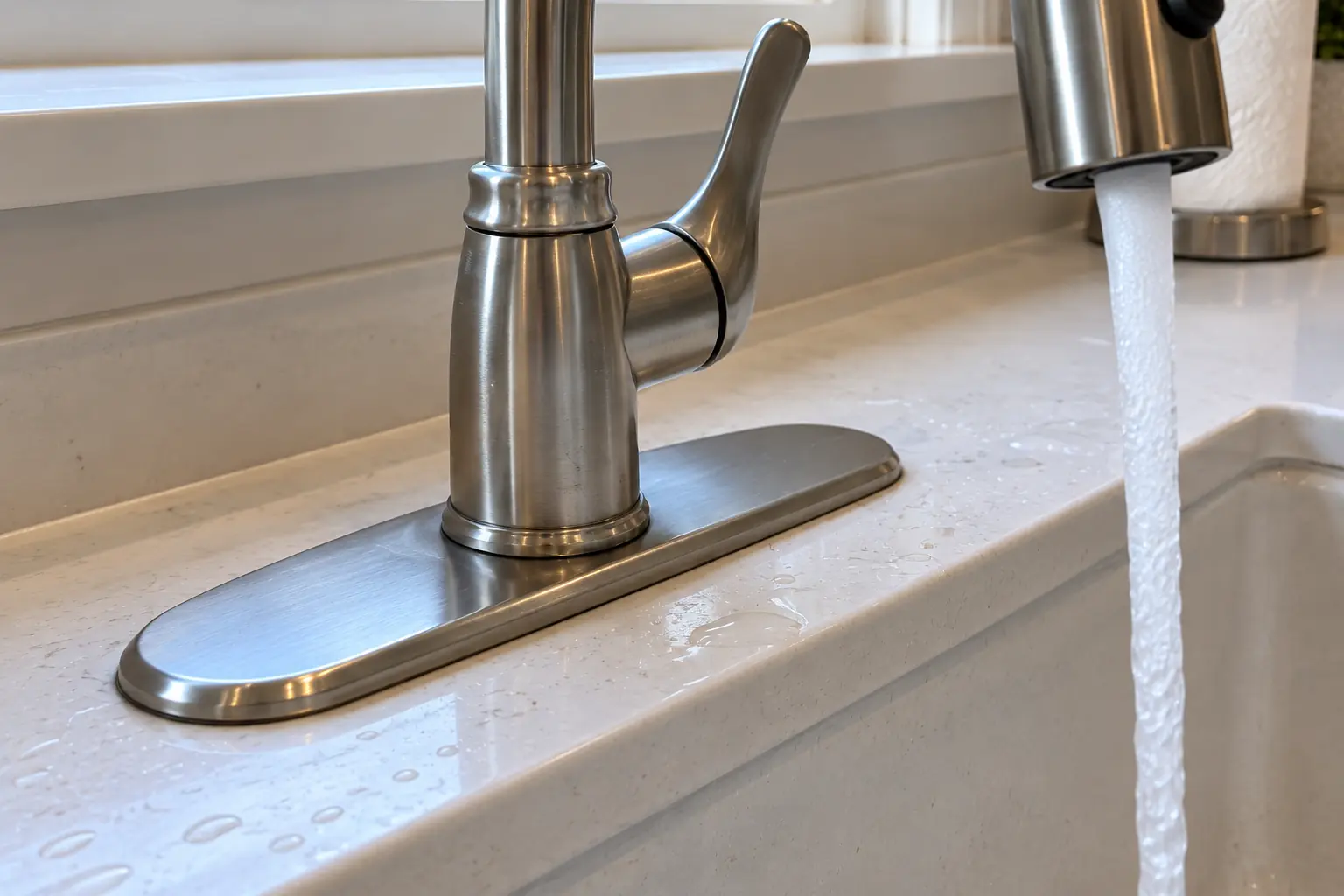 Kitchen Faucet Installation in a 2000s new construction — detail