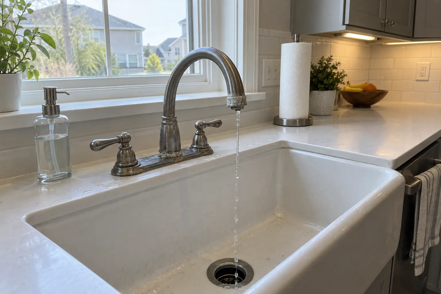 Kitchen Faucet Installation in a 2000s new construction — before