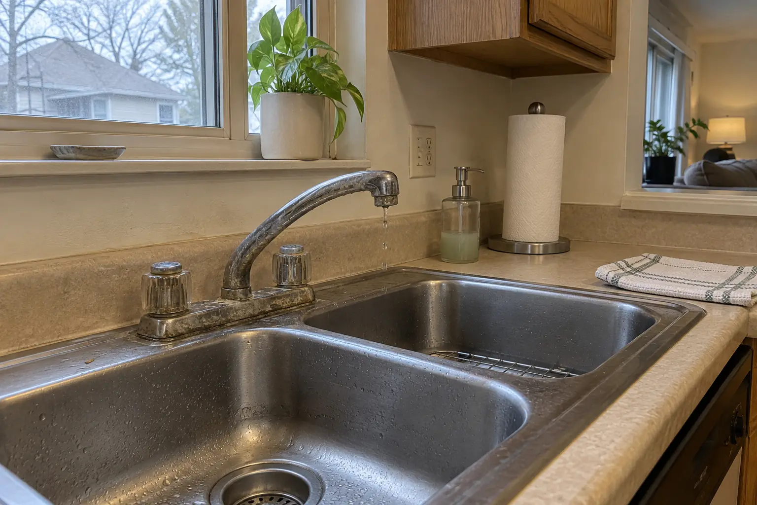 Kitchen Faucet Installation in a suburban condo / townhome — before
