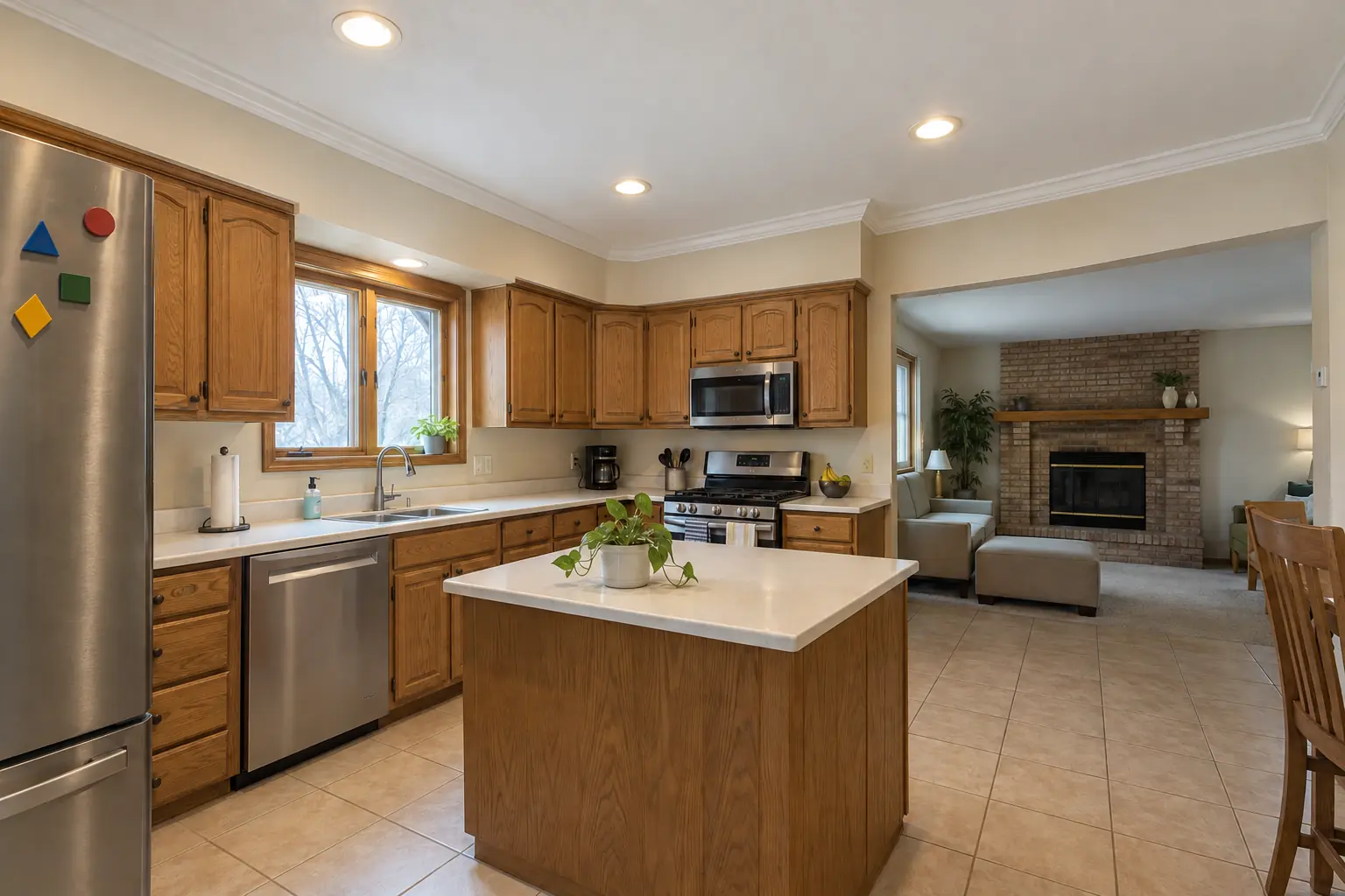 Kitchen Drywall & Finish Work in a 1980s-1990s two-story colonial / tract house — after