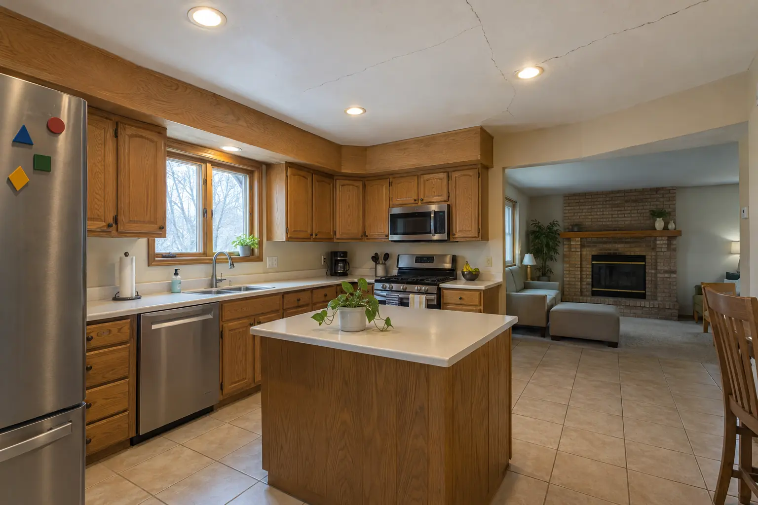 Kitchen Drywall & Finish Work in a 1980s-1990s two-story colonial / tract house — before