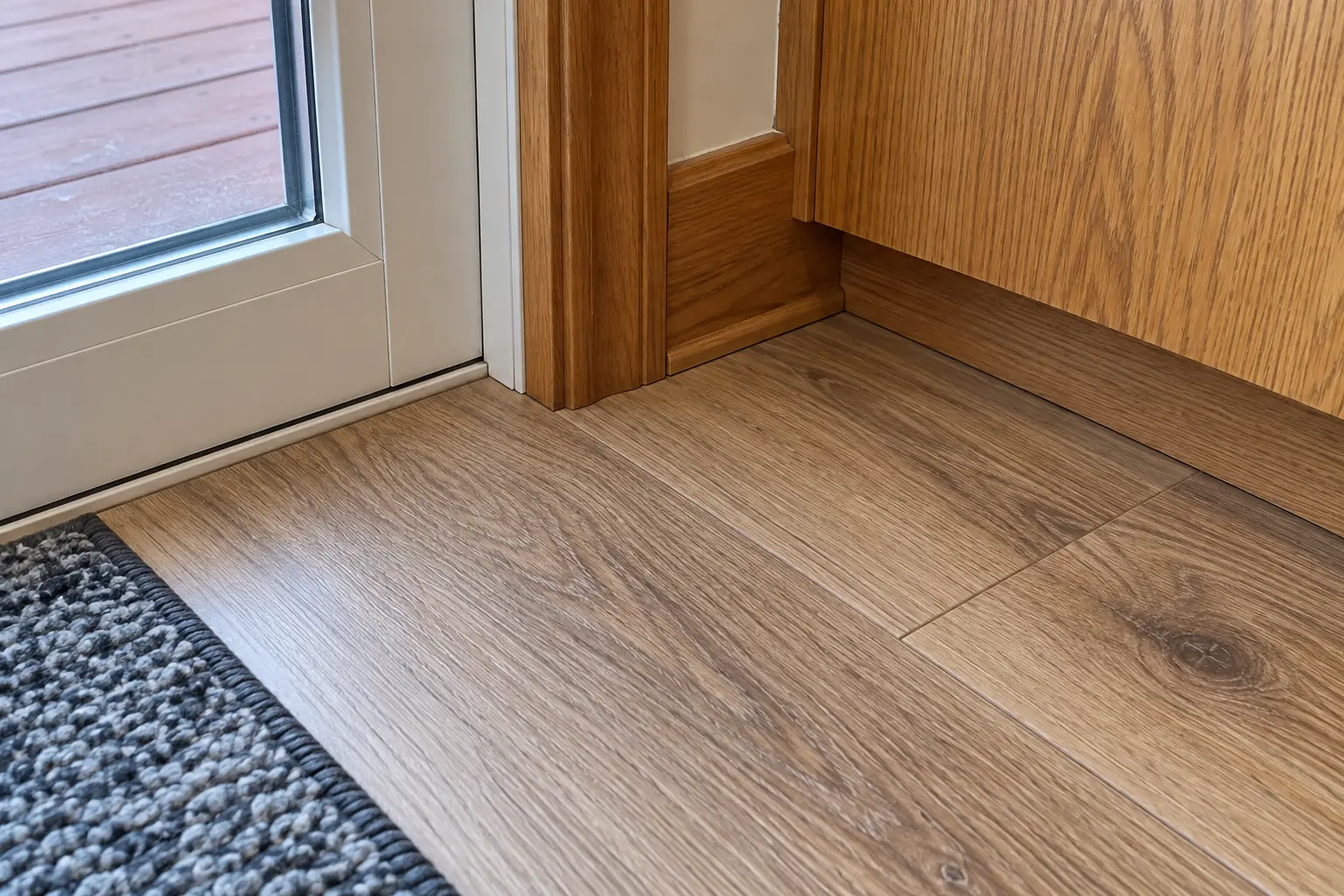 Kitchen Flooring Installation in a 1980s-1990s two-story colonial / tract house — detail