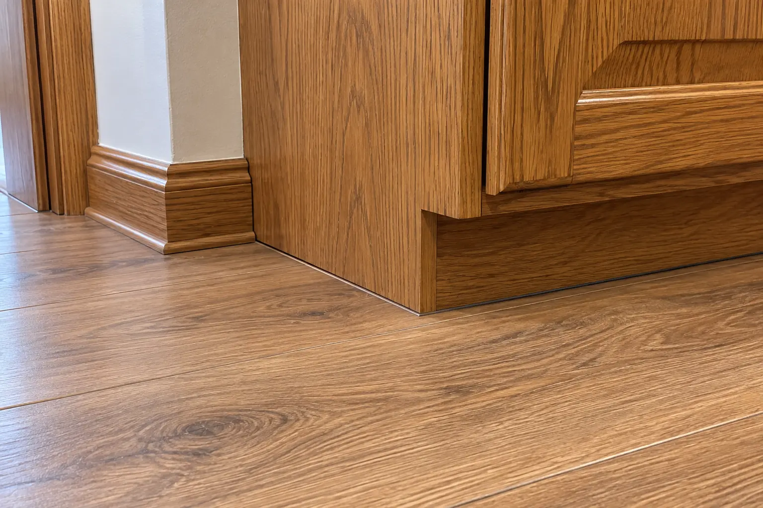 Kitchen Flooring Installation in a 1980s-1990s two-story colonial / tract house — detail