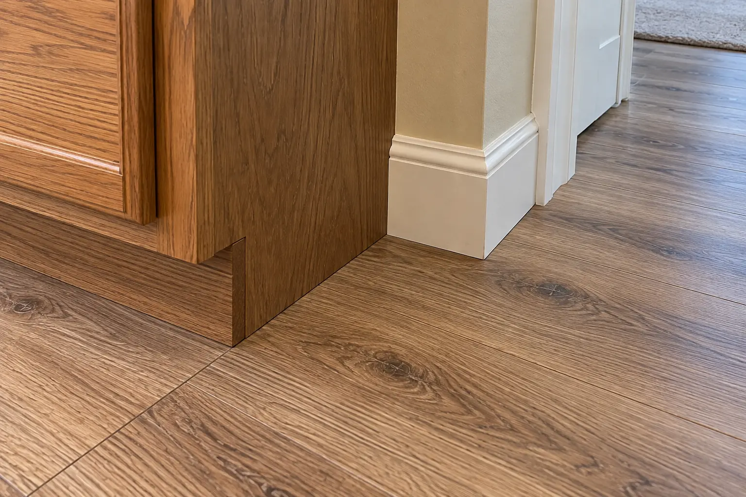 Kitchen Flooring Installation in a 1980s-1990s two-story colonial / tract house — detail