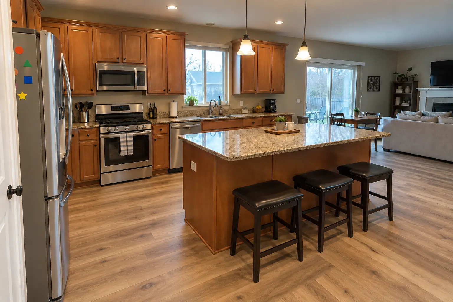 Kitchen Flooring Installation in a 2000s new construction — after