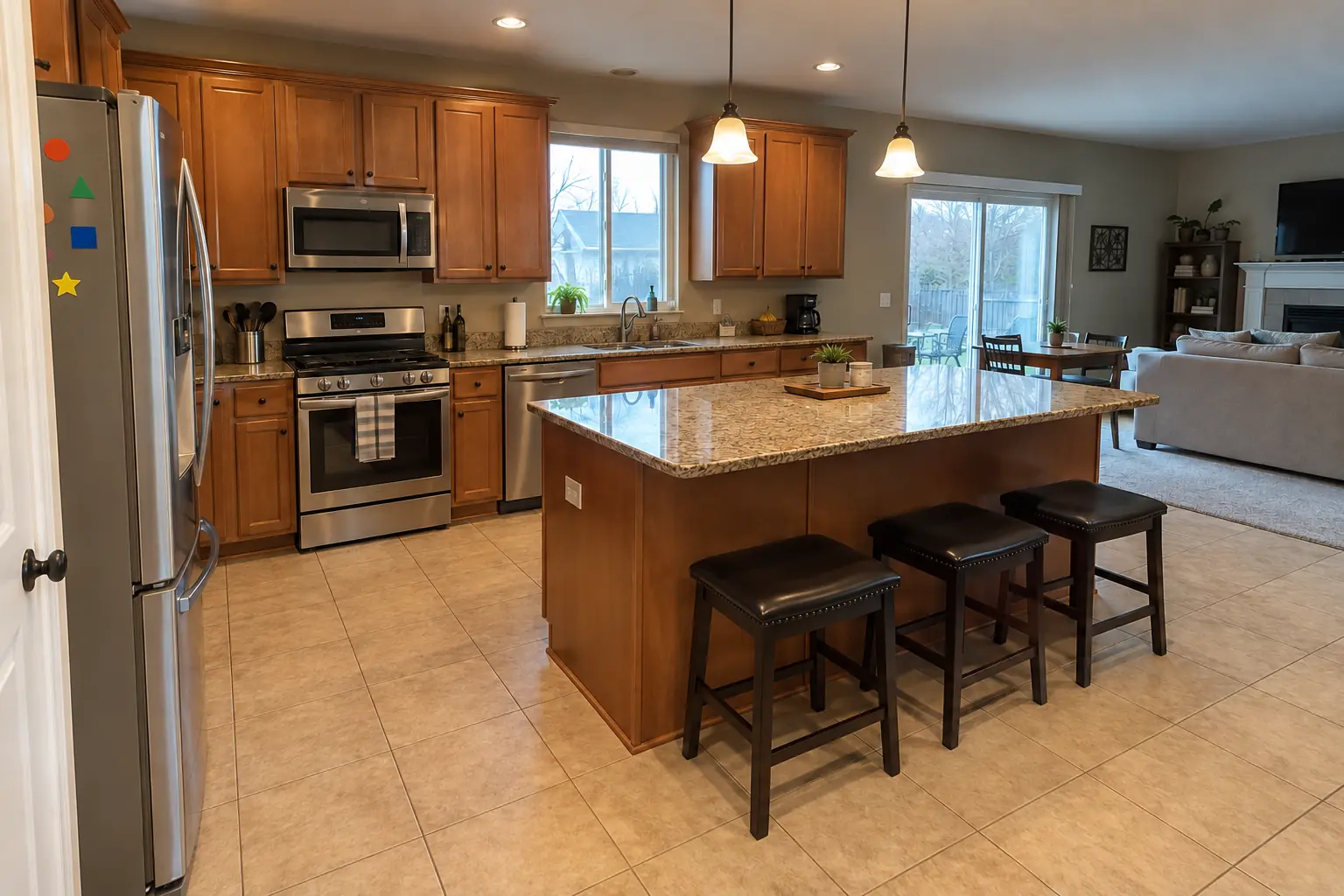 Kitchen Flooring Installation in a 2000s new construction — before