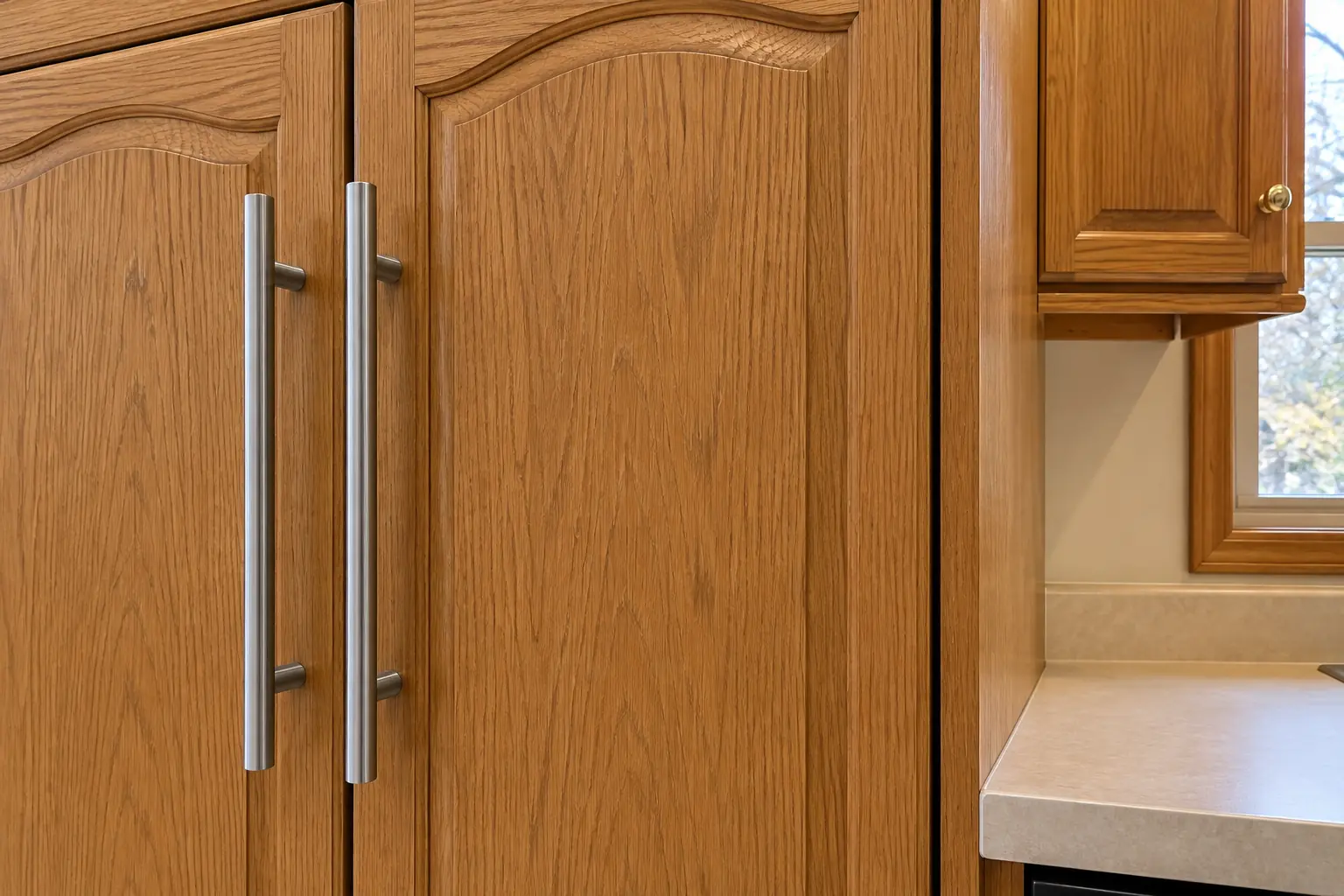 Built-In Refrigerator Installation in a 1980s-1990s two-story colonial / tract house — detail