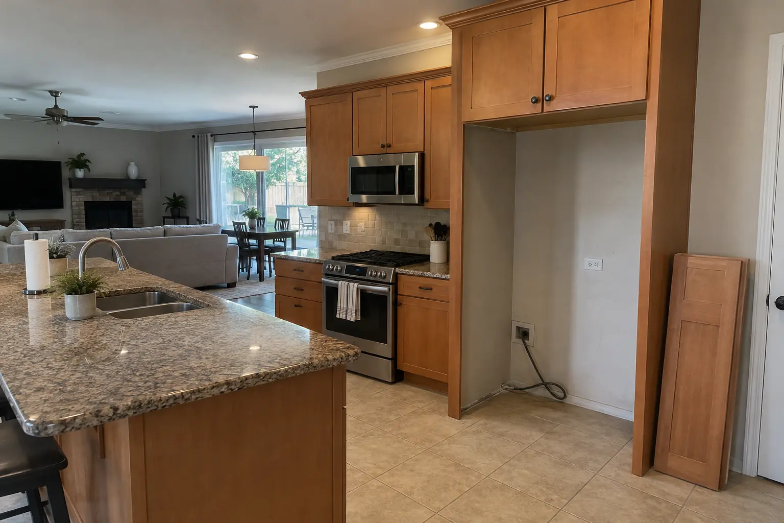 Built-In Refrigerator Installation in a 2000s new construction — before