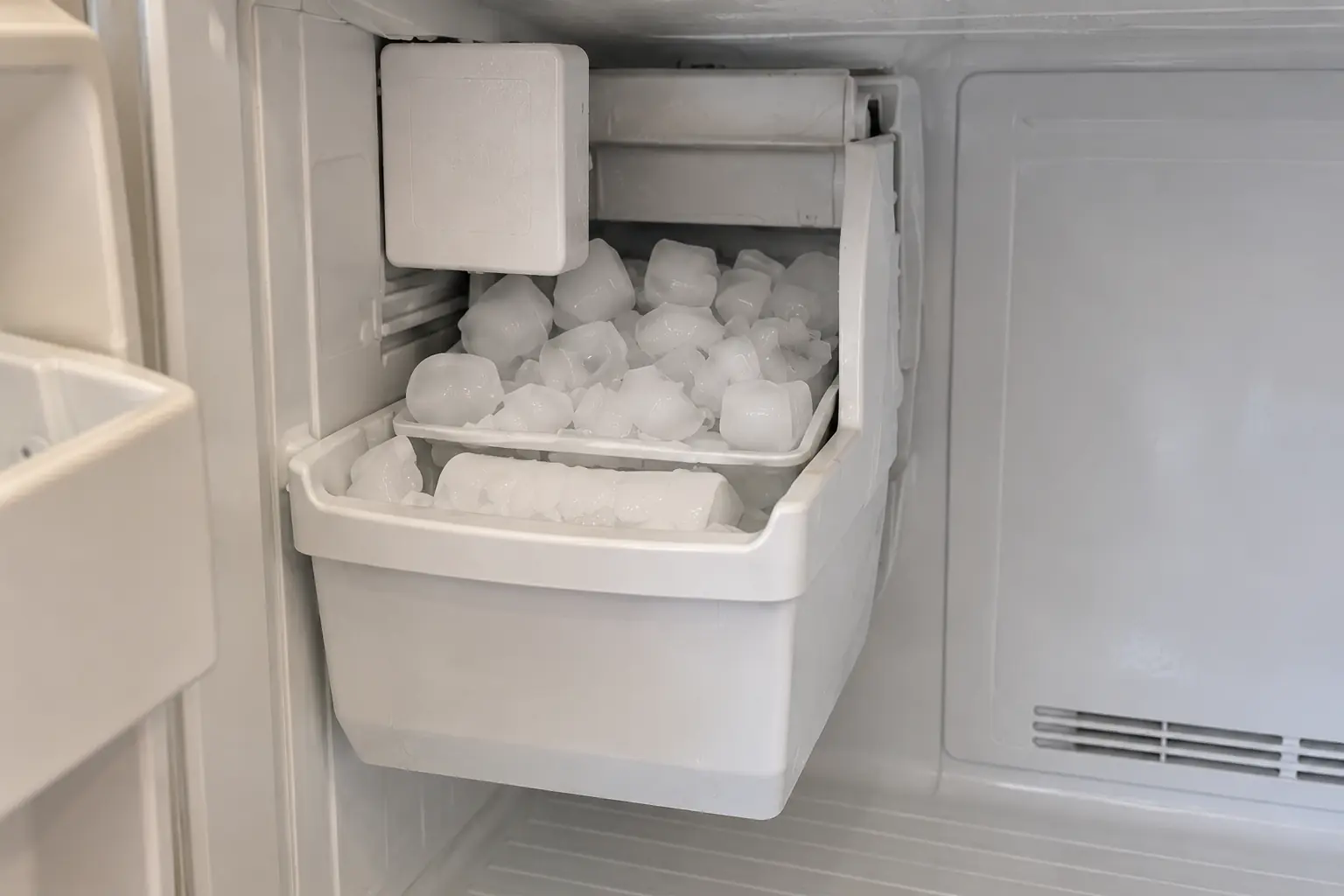 Refrigerator & Ice Maker Repair in a 1980s-1990s two-story colonial / tract house — detail