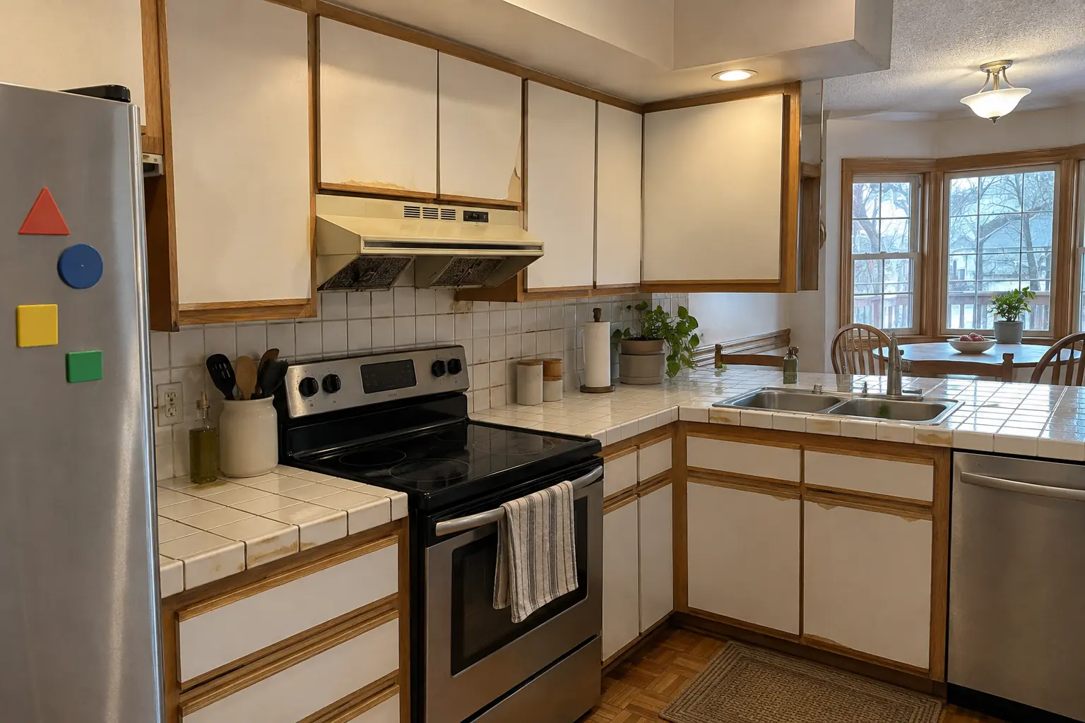 Kitchen Ventilation & Range Hoods in a 1980s-1990s two-story colonial / tract house — before