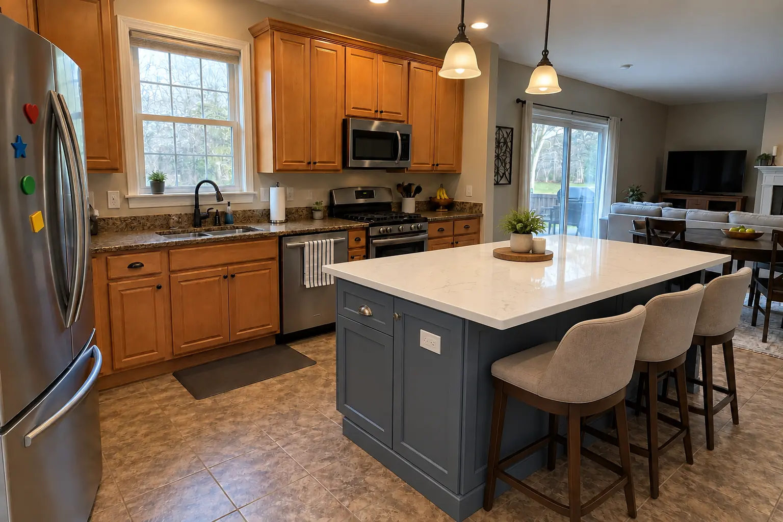 Kitchen Island & Peninsula Installation project near Plainfield, after