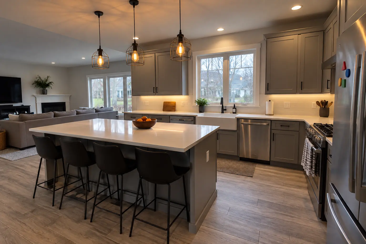 Kitchen Lighting Installation in a 2000s new construction — after