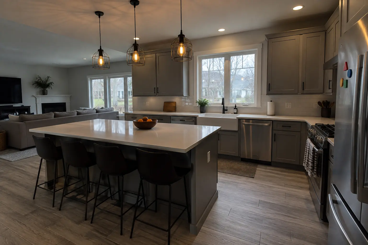 Kitchen Lighting Installation in a 2000s new construction — before