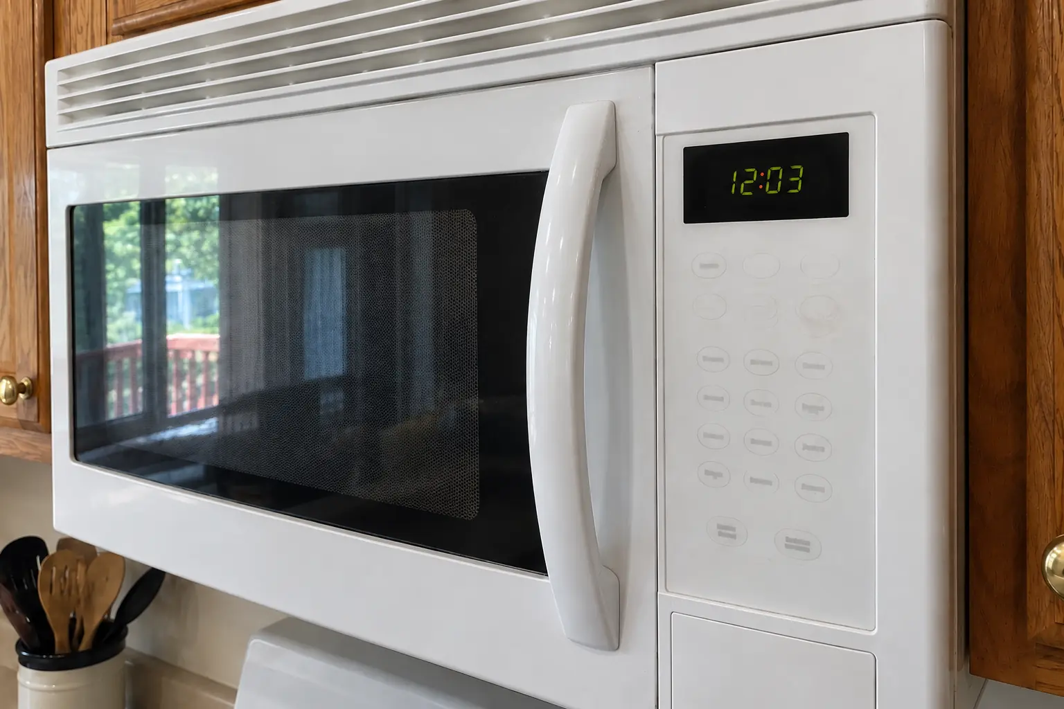 Microwave Repair in a 1980s-1990s two-story colonial / tract house — detail