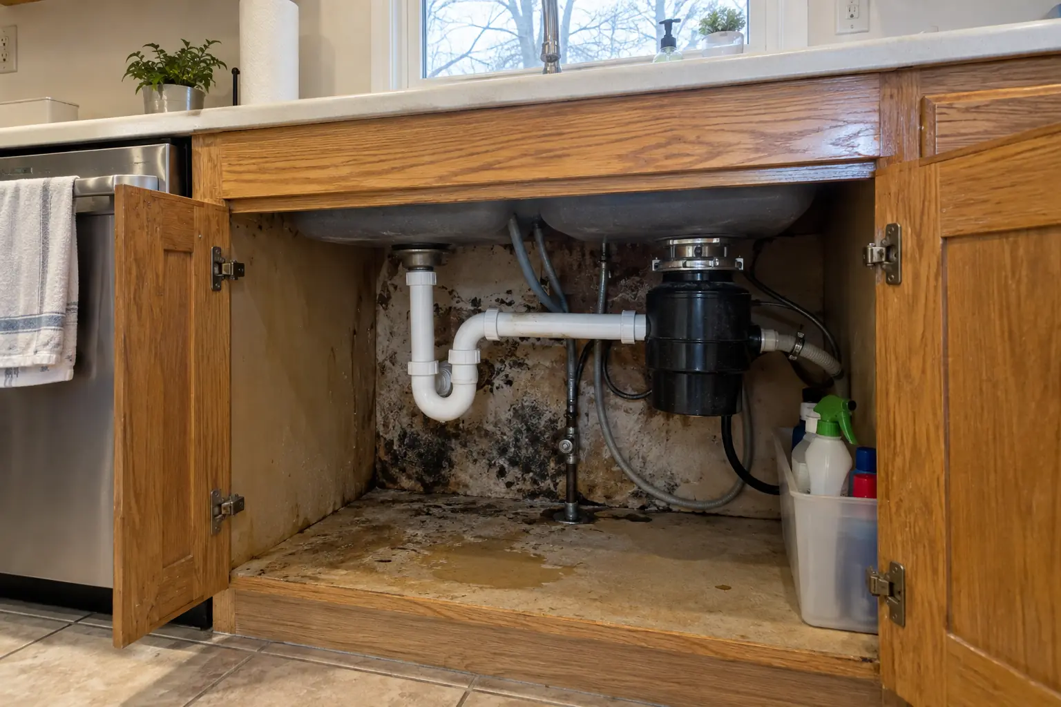 Kitchen Mold Remediation — before