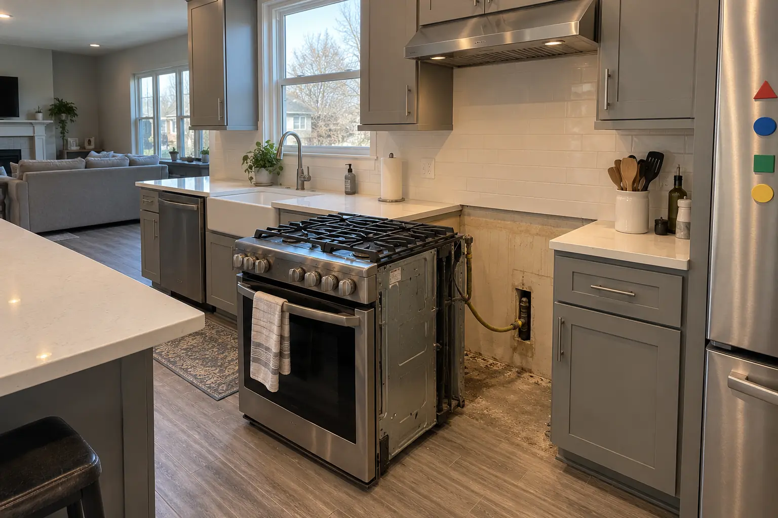 Oven, Range & Cooktop Installation in a 2000s new construction — before