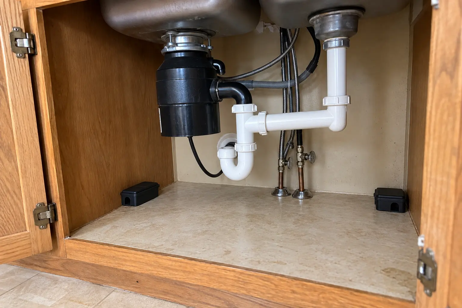 Kitchen Pest Control in a 1980s-1990s two-story colonial / tract house — after