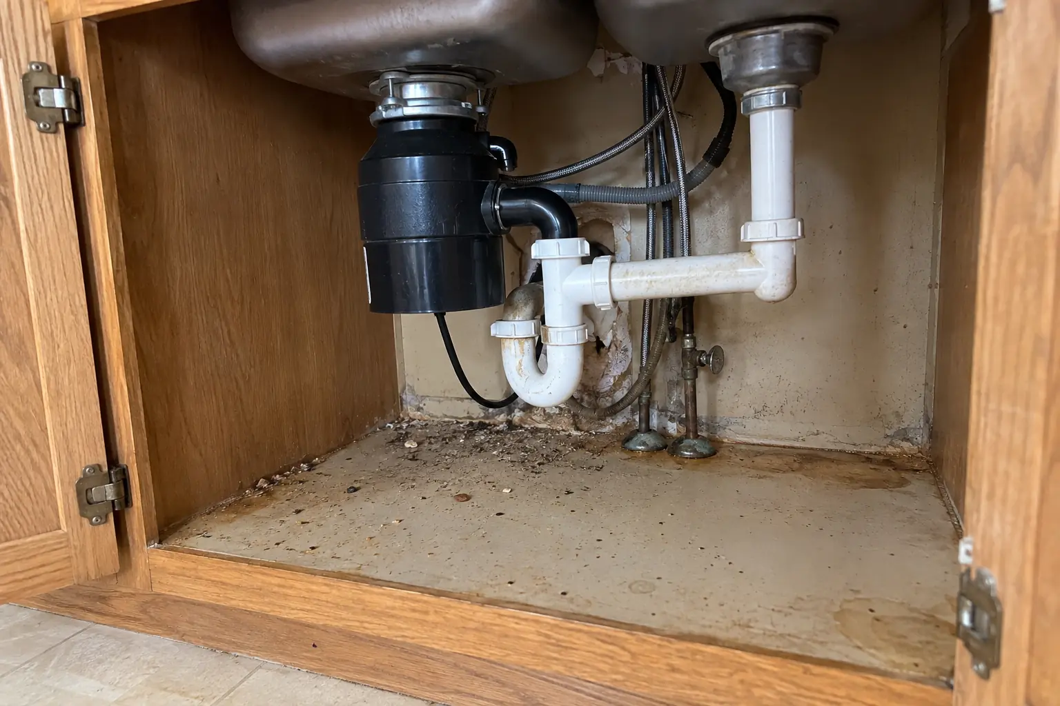 Kitchen Pest Control in a 1980s-1990s two-story colonial / tract house — before