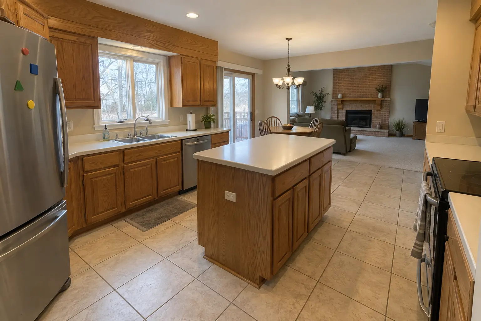 Kitchen Plumbing Relocation in a 1980s-1990s two-story colonial / tract house — before