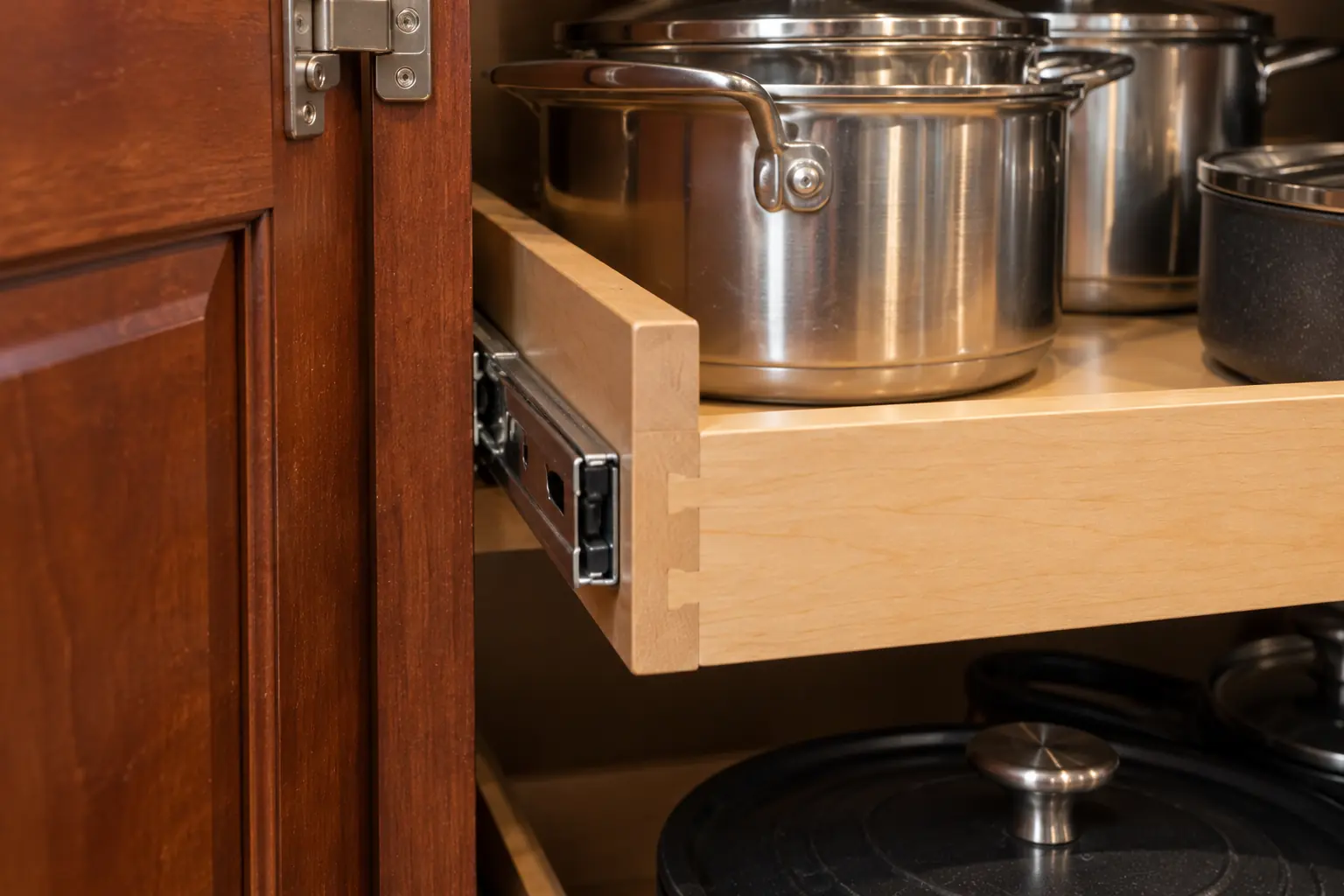 Pull-Out Shelves & Cabinet Organizers in a prewar vintage condo — detail