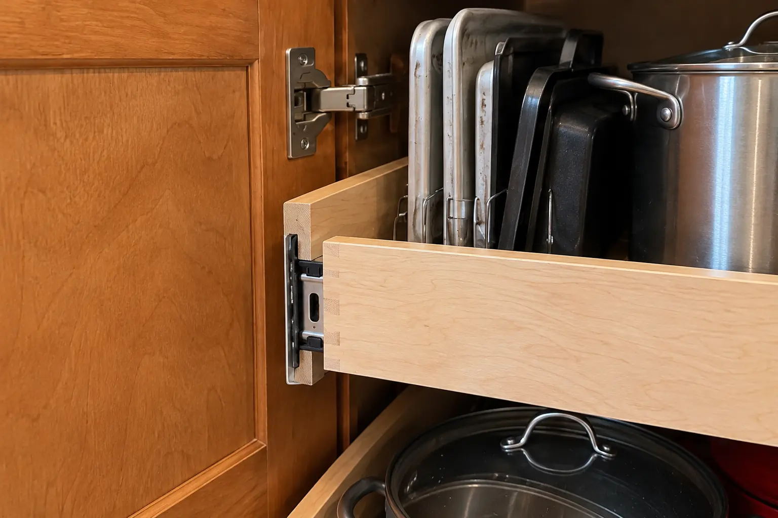Pull-Out Shelves & Cabinet Organizers in a 2000s new construction — detail