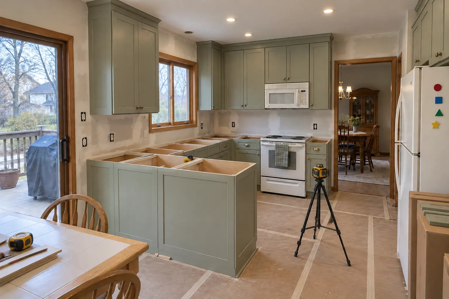 Kitchen Remodeling in a 1980s-1990s two-story colonial / tract house — in progress