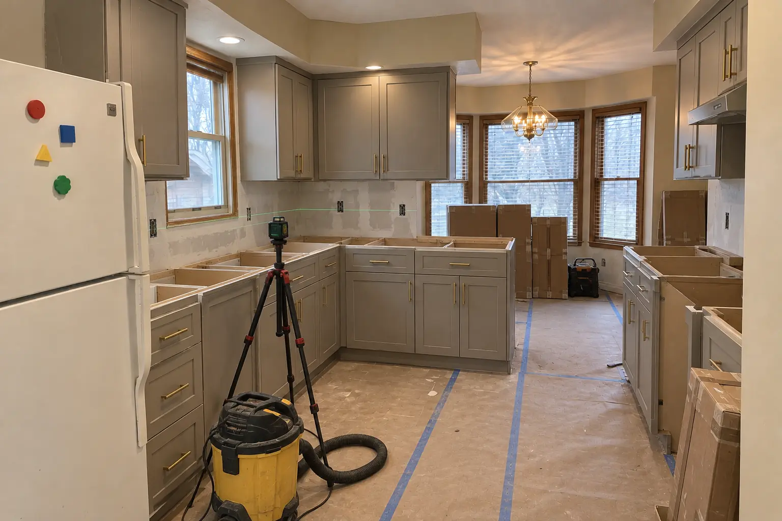 Kitchen Remodeling in a 1980s-1990s two-story colonial / tract house — in progress