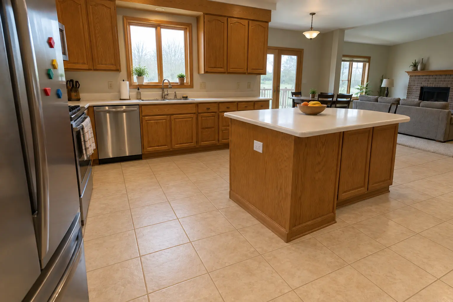 Kitchen Damage Restoration in a 1980s-1990s two-story colonial / tract house — fixed