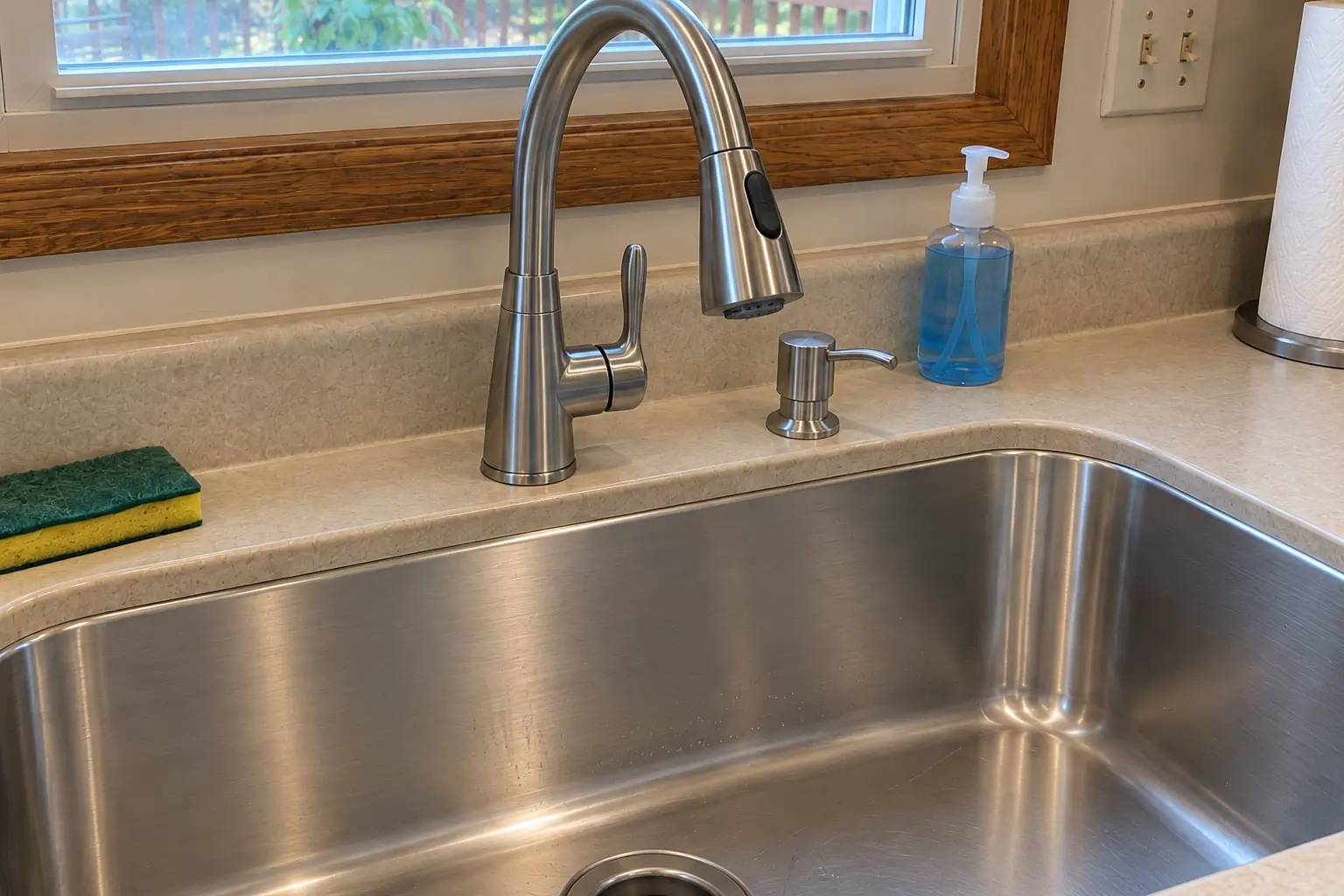 Kitchen Sink Installation & Replacement in a 1980s-1990s two-story colonial / tract house — detail