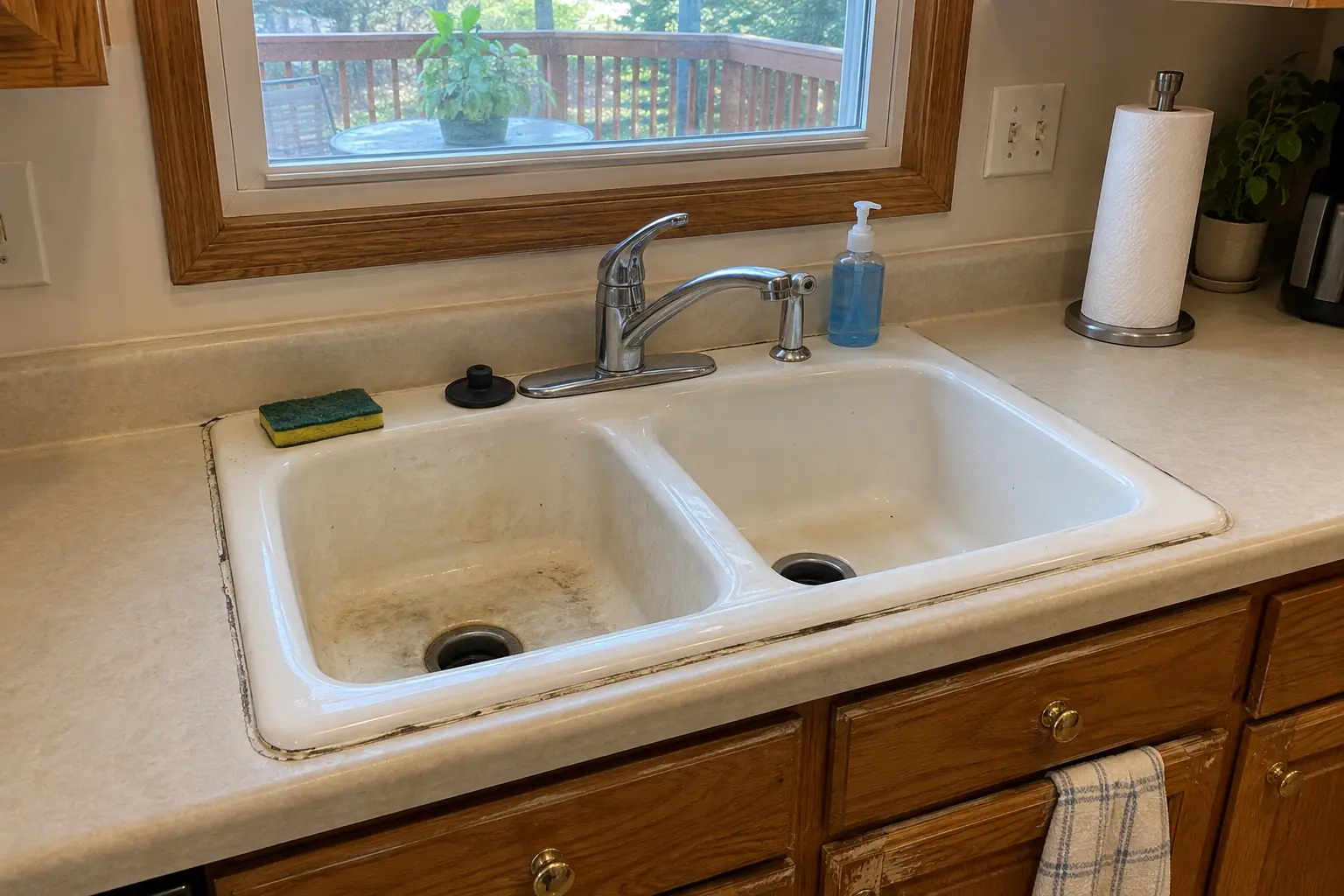 Kitchen Sink Installation & Replacement in a 1980s-1990s two-story colonial / tract house — before