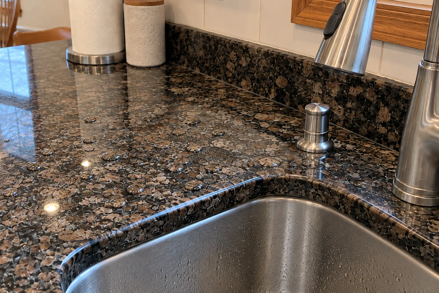 Stone Countertop Restoration in a 1980s-1990s two-story colonial / tract house — detail