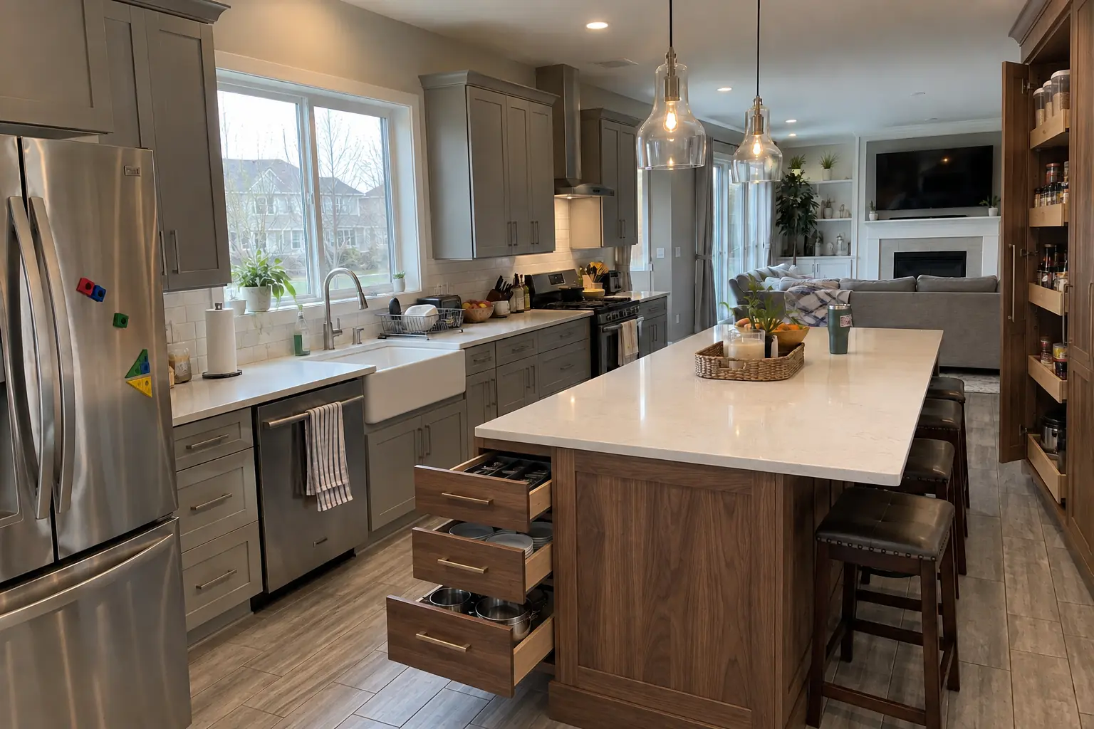 Kitchen Storage & Pantry Solutions in a 2000s new construction — after