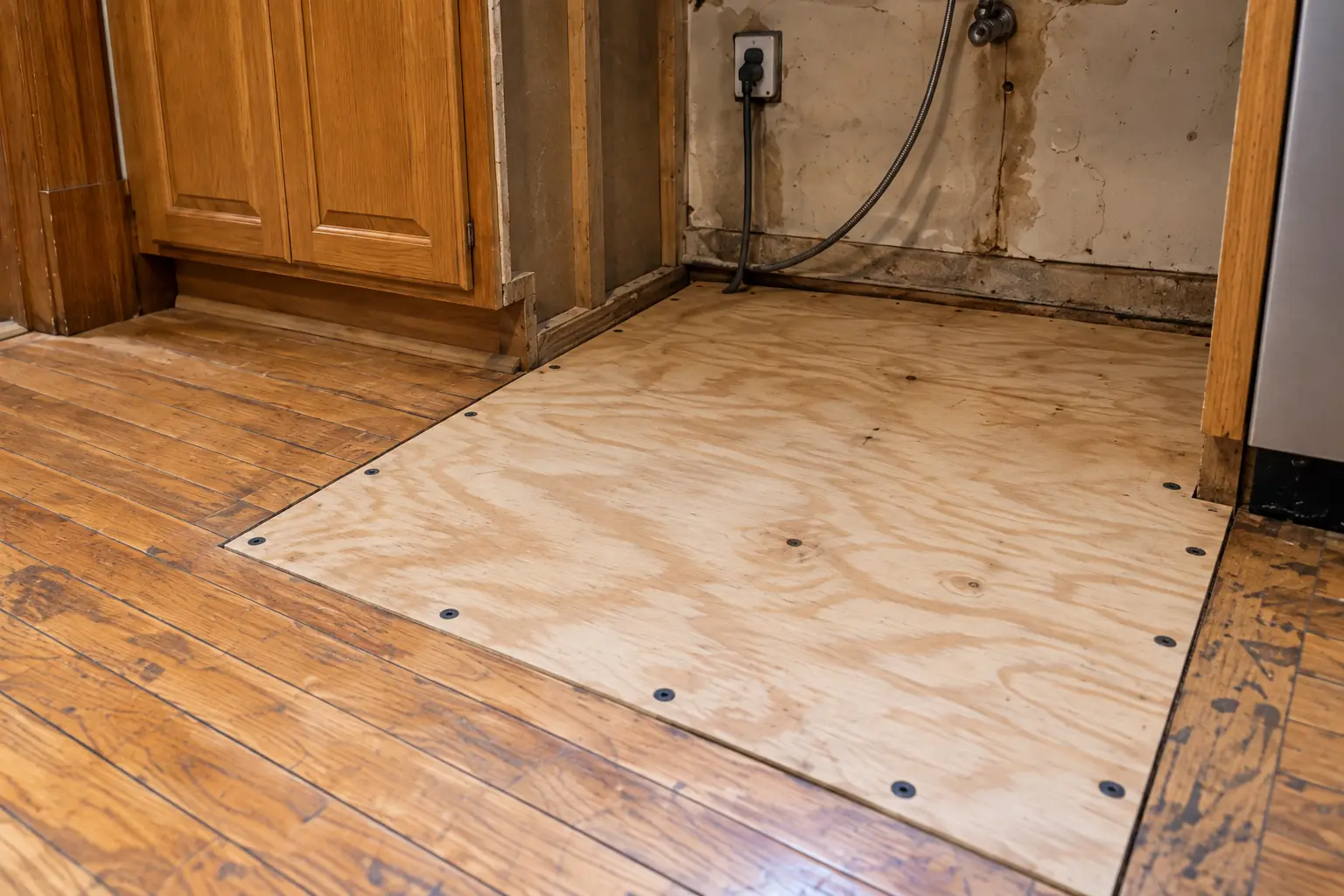 Kitchen Subfloor Repair in a prewar house — detail