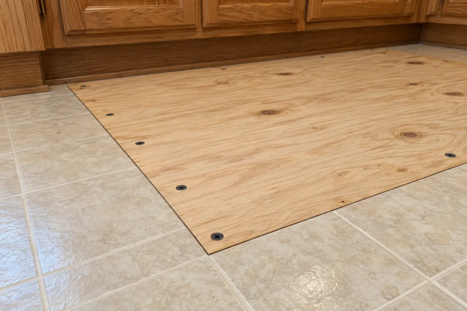 Kitchen Subfloor Repair in a 1980s-1990s two-story colonial / tract house — detail
