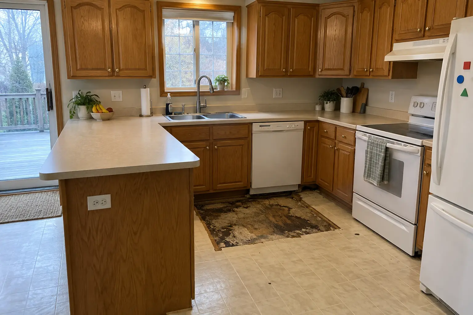 Kitchen Subfloor Repair — before