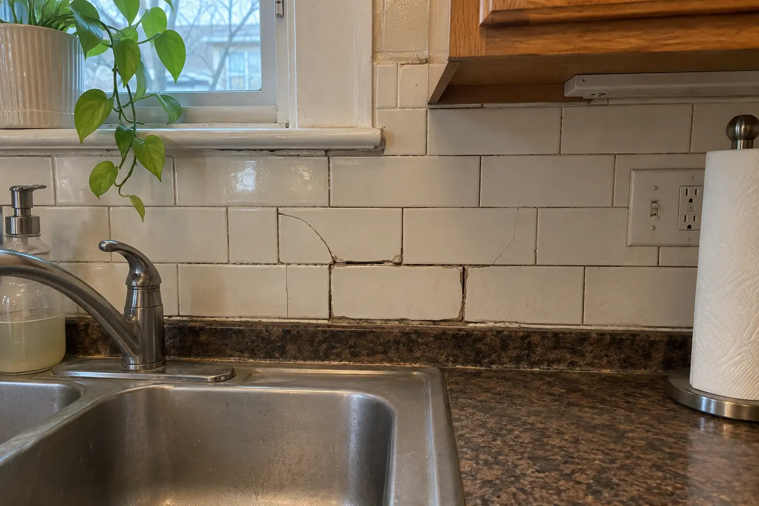Kitchen Tile & Grout Repair — before