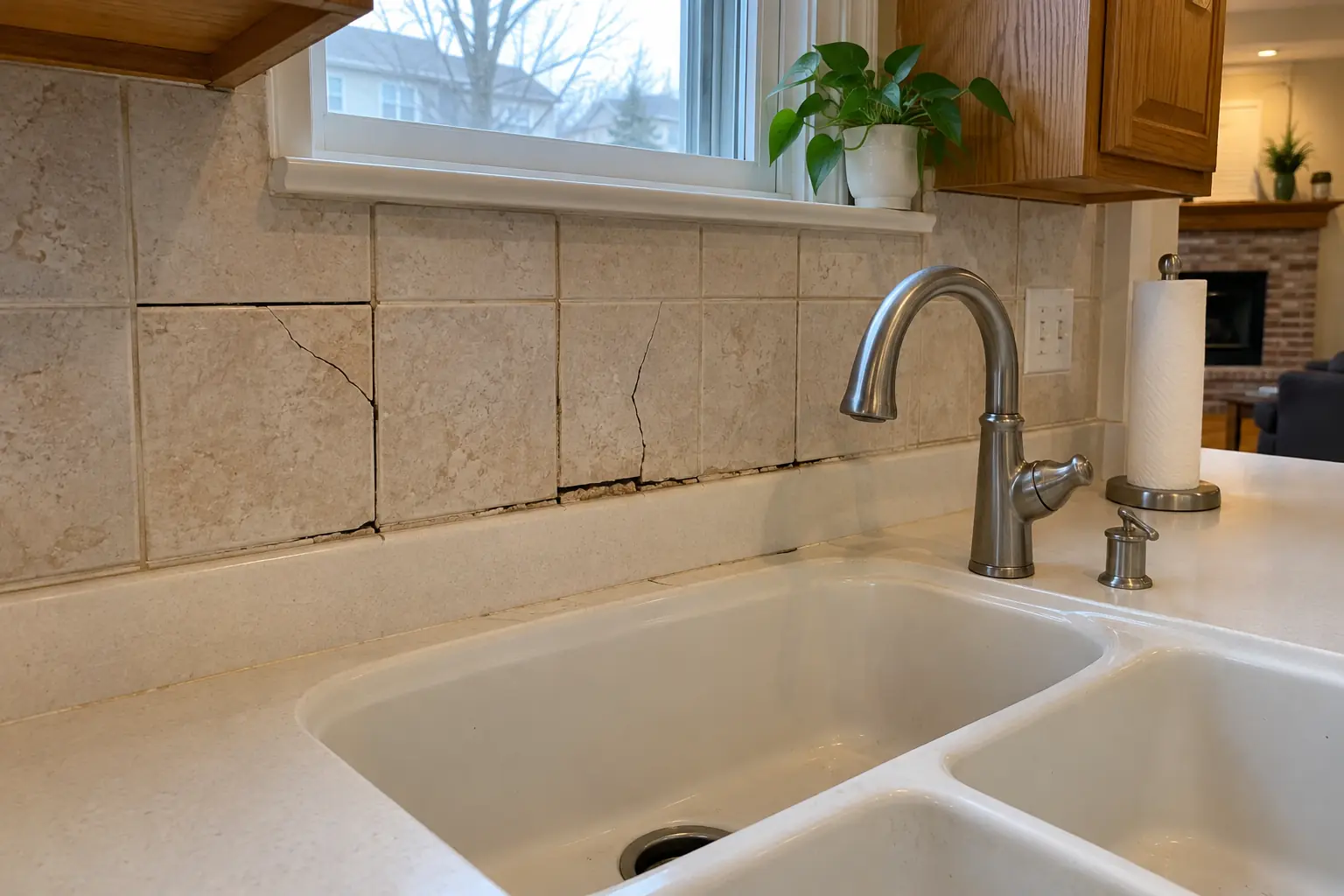 Kitchen Tile & Grout Repair — before
