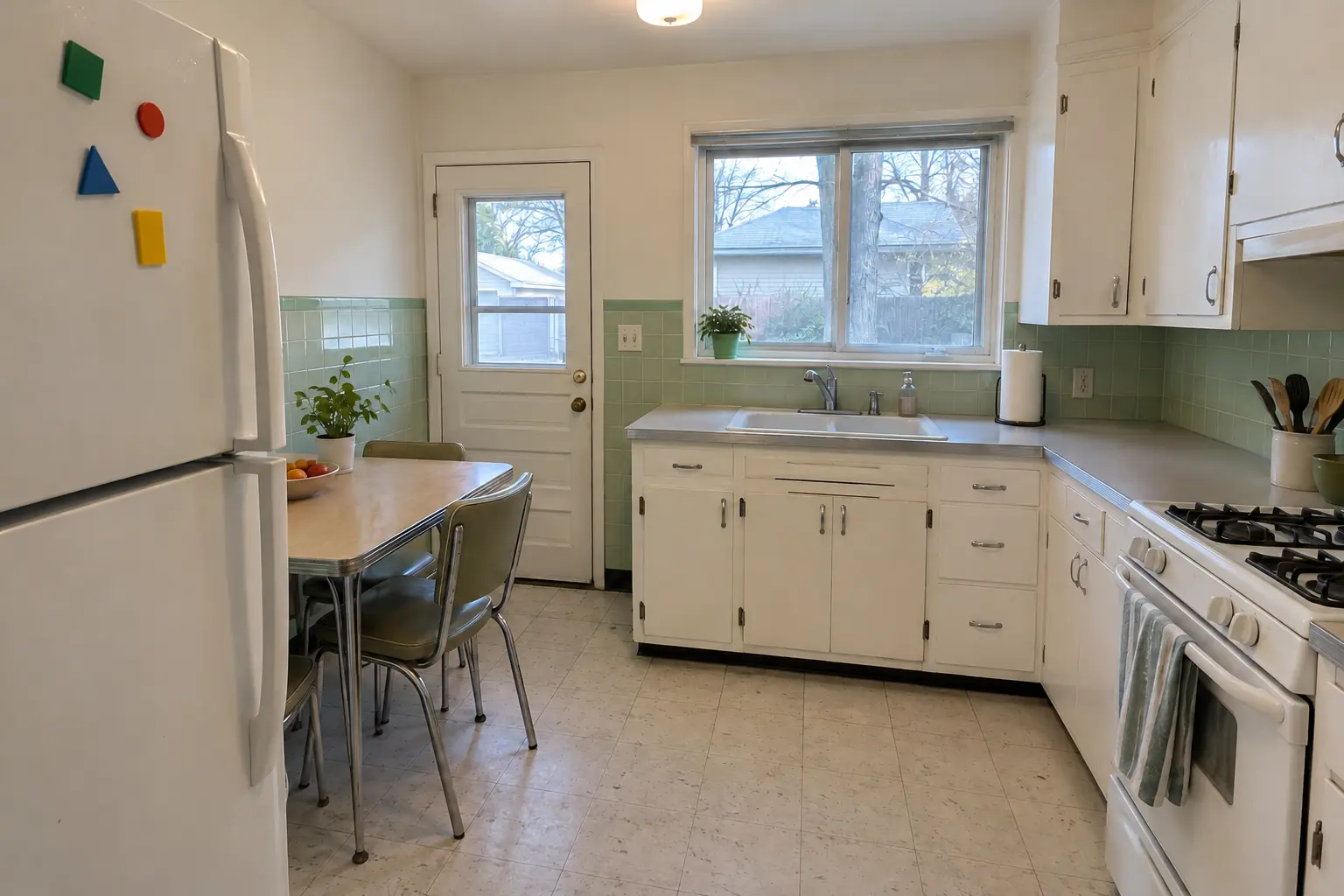 Kitchen Wall Painting & Wallpaper in a postwar ranch / cape cod / bi-level — after