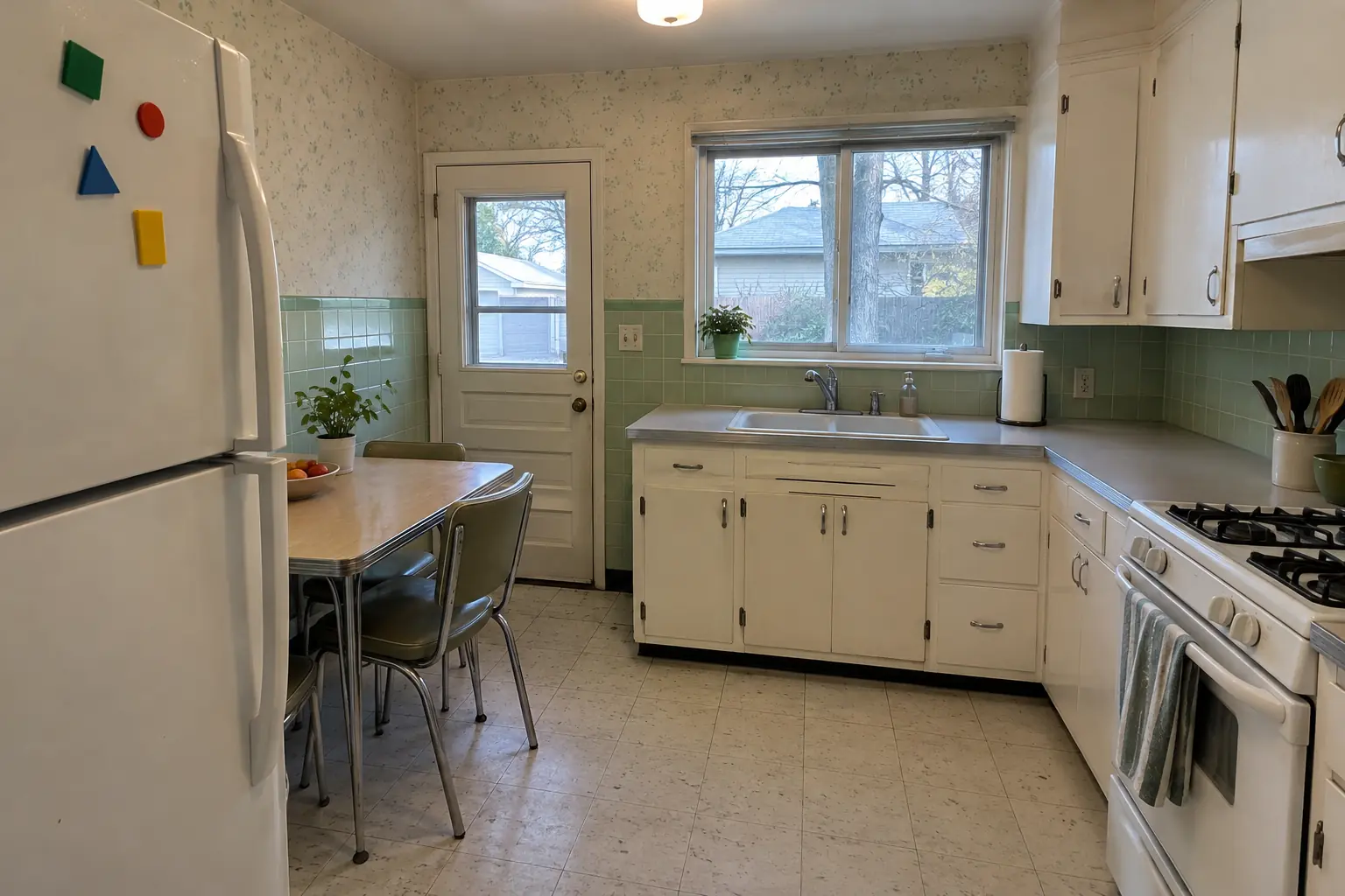 Kitchen Wall Painting & Wallpaper in a postwar ranch / cape cod / bi-level — before