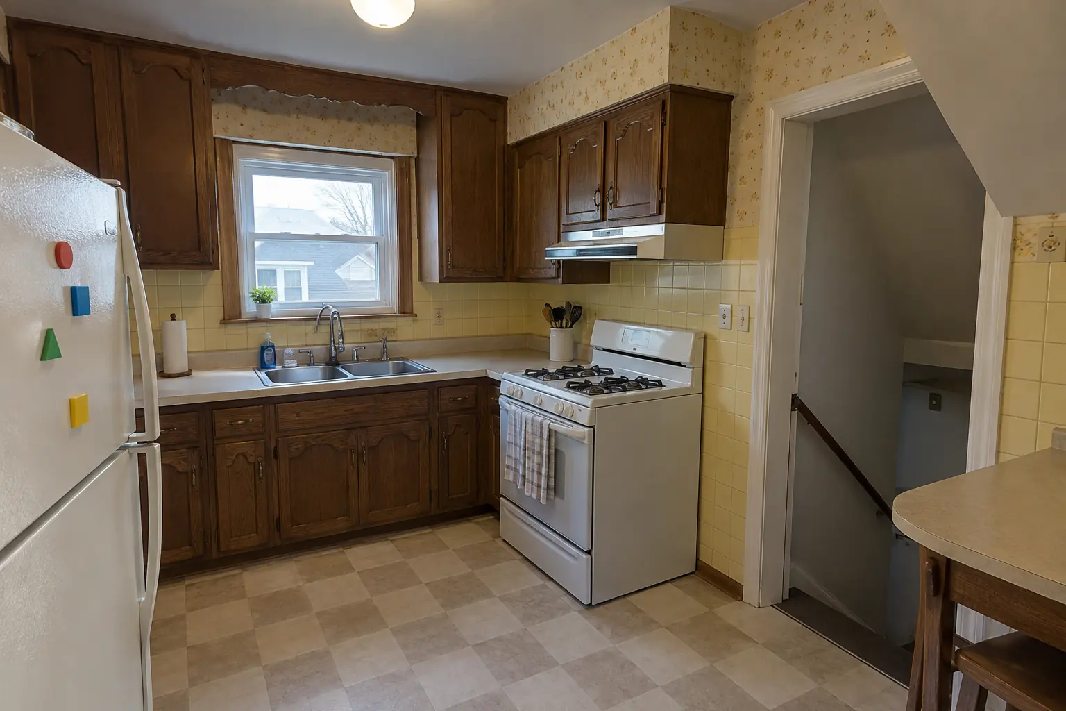 Kitchen Wall Painting & Wallpaper project in Glen Ellyn, before
