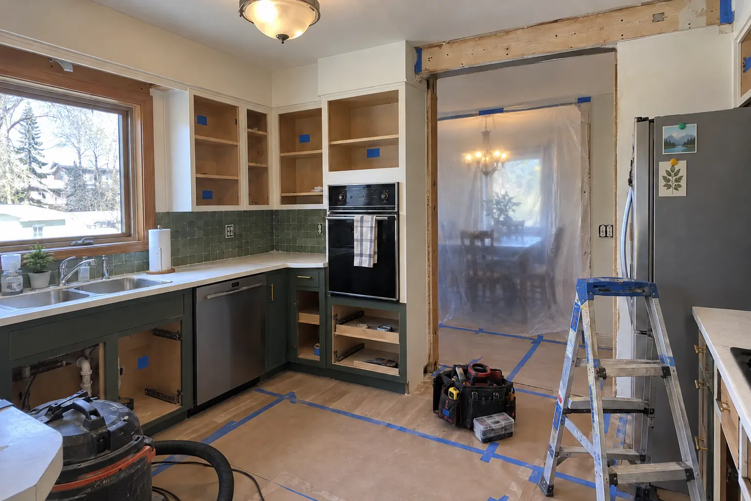 Kitchen Wall Removal & Structural Assessment in a postwar ranch / cape cod / bi-level — in progress
