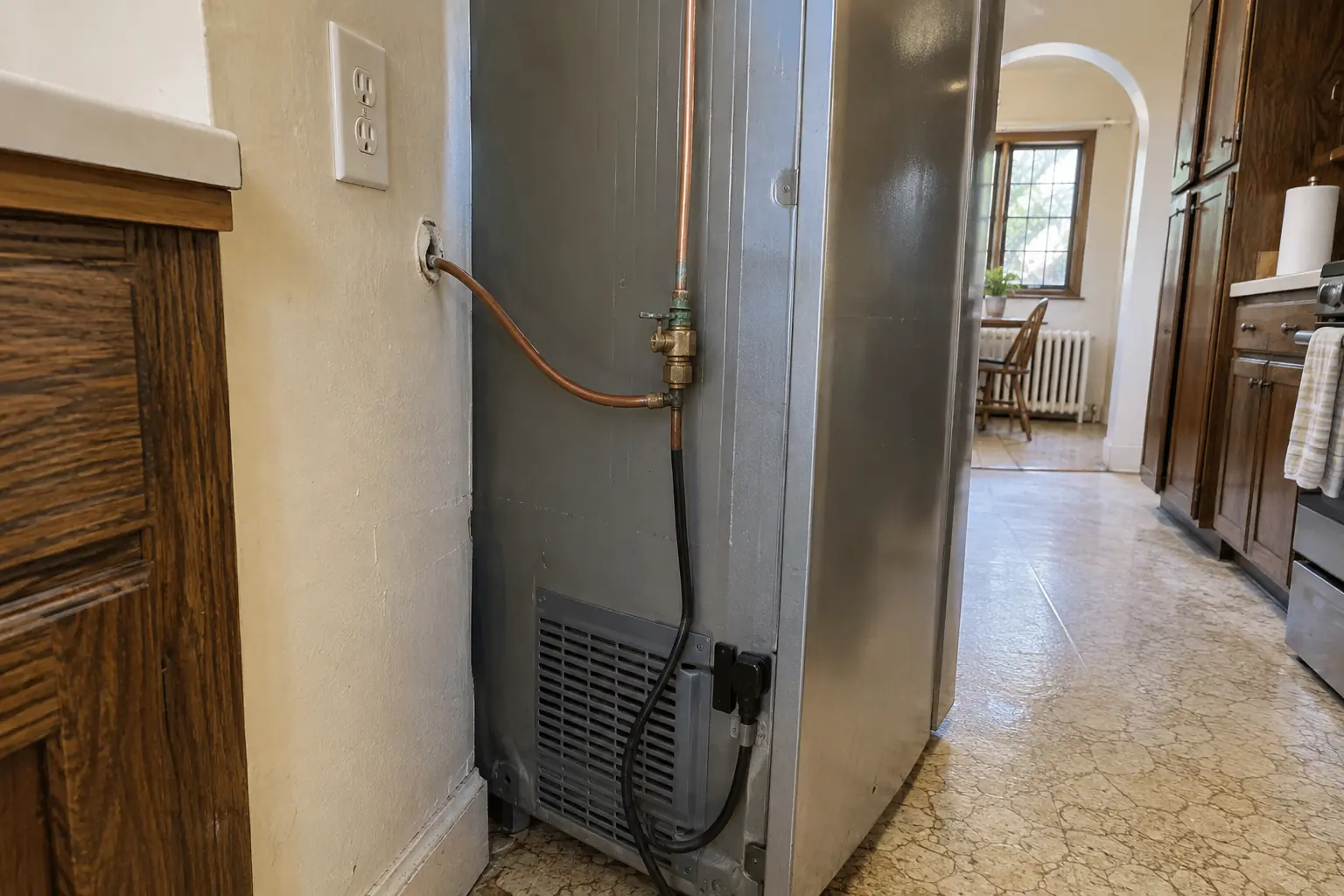 Appliance Water Line Installation in a prewar house — before
