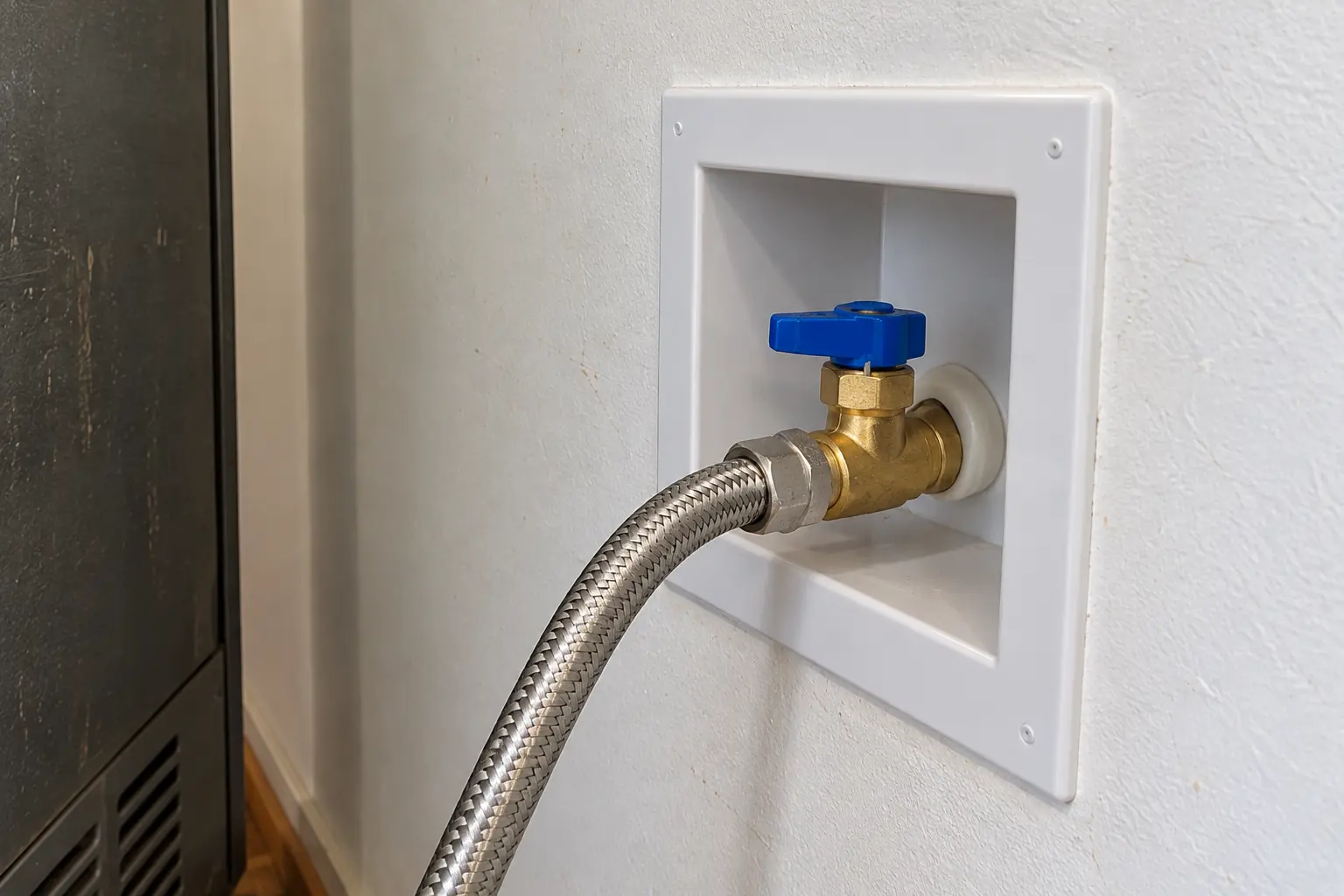 Appliance Water Line Installation in a 1980s-1990s two-story colonial / tract house — detail