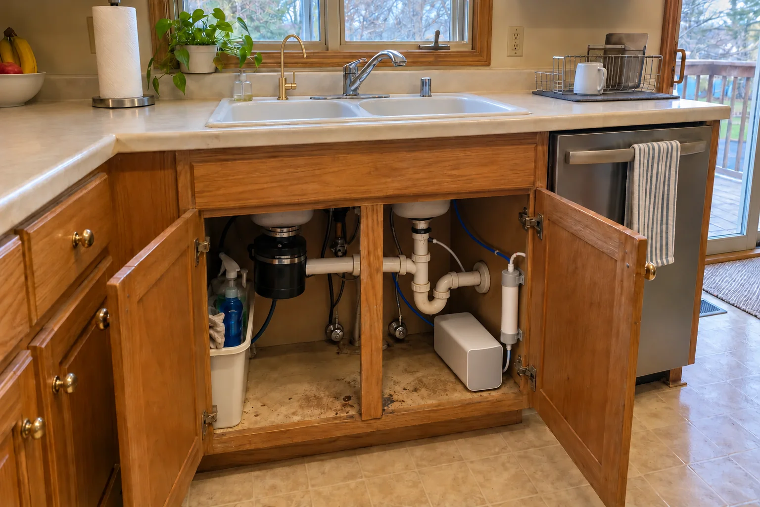Under-Sink Water Filtration in a 1980s-1990s two-story colonial / tract house — installed