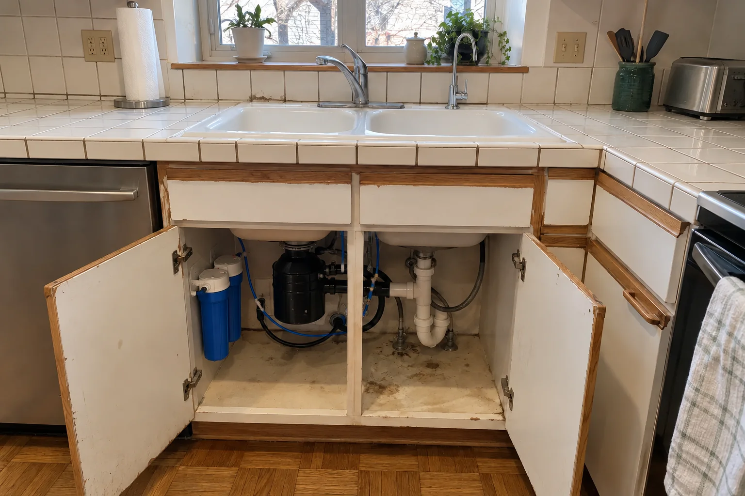 Under-Sink Water Filtration in a 1980s-1990s two-story colonial / tract house — installed